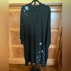 Yohji Yamamoto Shirt Dress with Hood Splash Painted Black Blue Size 3 (Large)